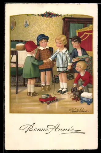 Künstler-AK Pauli Ebner: Ein schüchterner Besuch, Kindergeburtstag