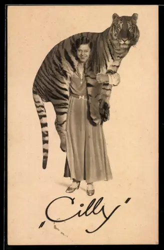 AK Cilly mit Tiger, Zirkus Krone