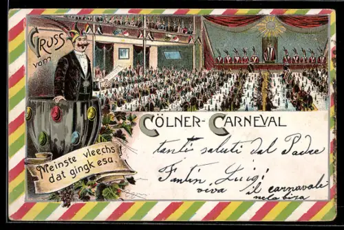 AK Cöln, Festsaal zum Cölner Carneval