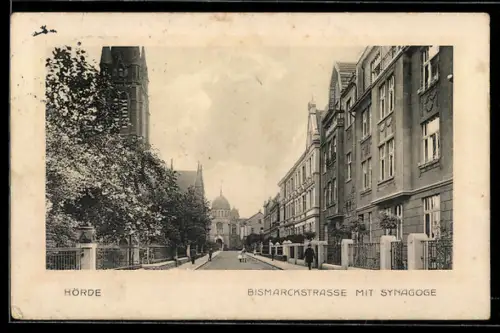 AK Hörde, Bismarckstrasse mit Synagoge