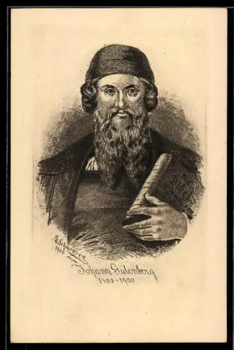 Künstler-AK Ganzsache PP19 C53: Johannes Gutenberg, Erfinder des Buchdrucks