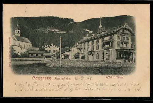AK Gossensass, Hotel Gröbner und Kirche