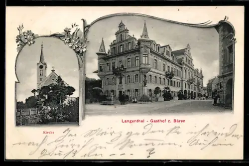 AK Langenthal, Gasthaus zum Bären, Kirche