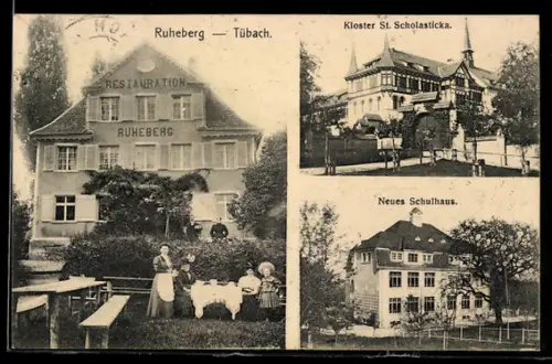 AK Tübach, Restaurant Ruheberg, Kloster St. Scholasticka, Schulhaus