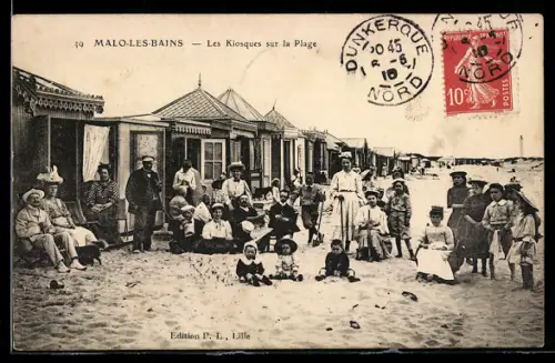 AK Malo-les-Bains, Les Kiosques sur la Plage