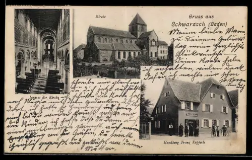 AK Schwarzach /Baden, Handlung Franz Küpferle, Kirche
