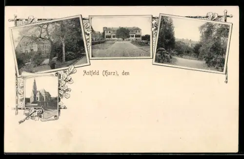 AK Astfeld /Harz, Blick zu einem Anwesen, Kirche