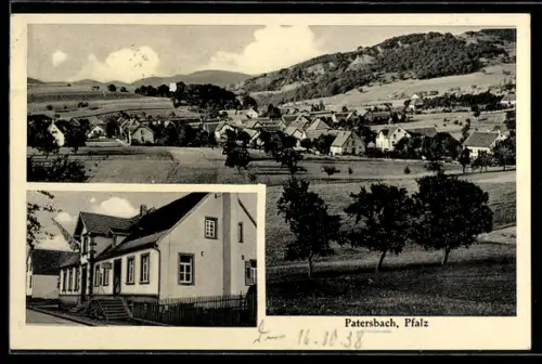 AK Patersbach /Pfalz, Gasthaus Richard Kraft, Ortsansicht