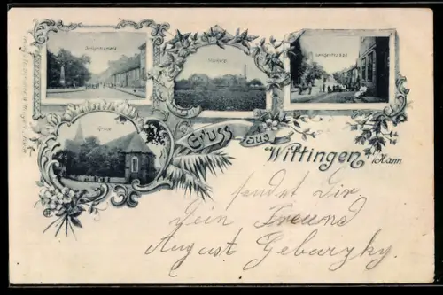 AK Wittingen i. Hann., Molkerei, Langestrasse, Denkmalsplatz, Kirche