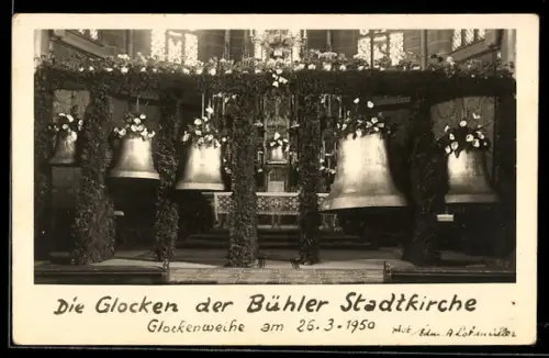 AK Bühl / Baden, Weihe der neuen Glocken der Stadtkirche 1950