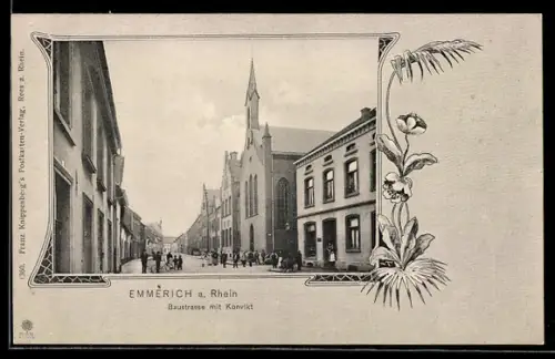 AK Emmerich a. Rhein, Baustrasse mit Konvikt