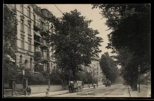 AK Hamburg-Hamm, Hammerlandstrasse mit Pferdekutschen