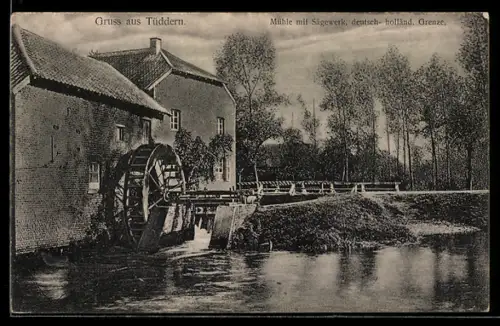 AK Tüddern, Mühle mit Sägewerk, Deutsch-Holländ. Grenze