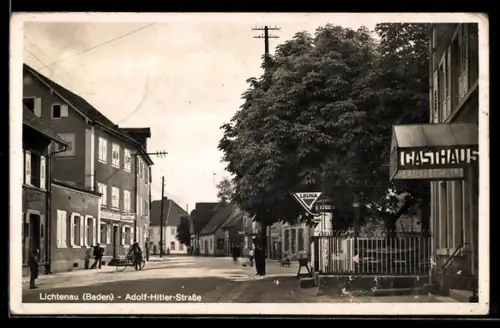 AK Lichtenau /Baden, Strasse mit Brauerei Lamm und Gasthaus