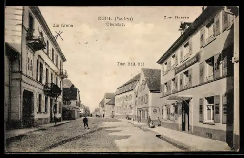 AK Bühl /Baden, Gasthaus zur Krone, Gasthof Zum Sternen, Gasthaus zum Bad. Hof