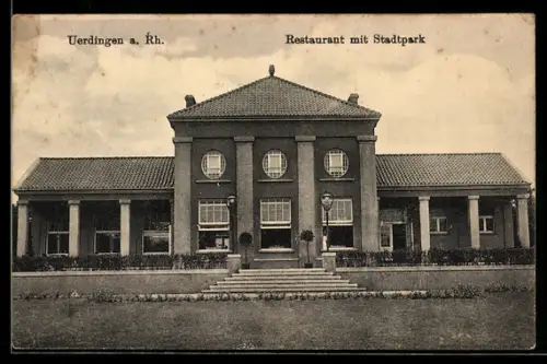 AK Uerdingen a. Rh., Restaurant mit Stadtpark