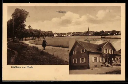 AK Greffern am Rhein, Lebensmittelhaus Kieferle, Teilansicht des Ortes