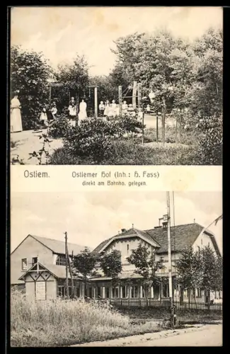 AK Ostiem, Gasthaus Ostiemer Hof, Inh. H. Fass, Aussenansicht