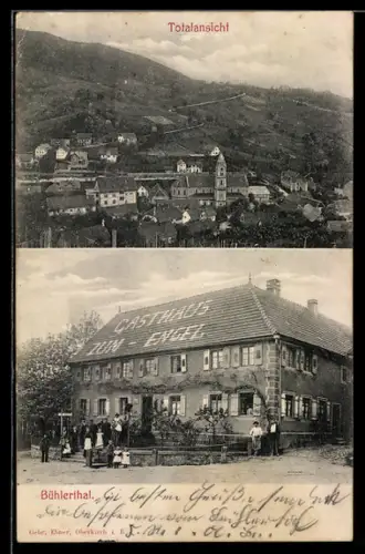 AK Bühlertal, Totalansicht und Gasthaus zum Engel