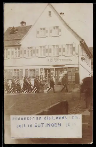 AK Eutingen, Landsturm 1915, Soldaten mit Gewehren