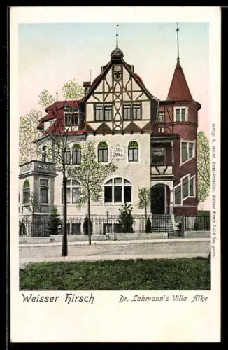 Lithographie Dresden-Weisser Hirsch, Dr. Lahmann's Villa Alke