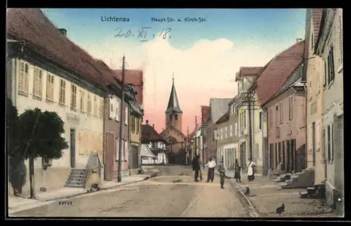 AK Lichtenau, Hauptstrasse & Kirchstrasse
