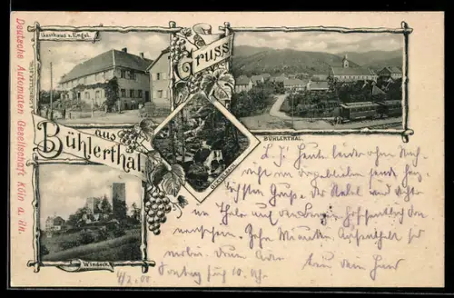 AK Bühlertal, Totalanssicht mit Kirche, Gasthaus z. Engel, Windeck