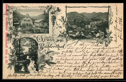 AK Bühlertal, Totalansicht mit Umgebung, Gasthaus zum Rebstock, Inh. Eugen Bertrand
