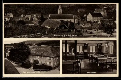 AK Bühlertal, Gasthaus zum Engel, Gastzimmer, Ortspanorama