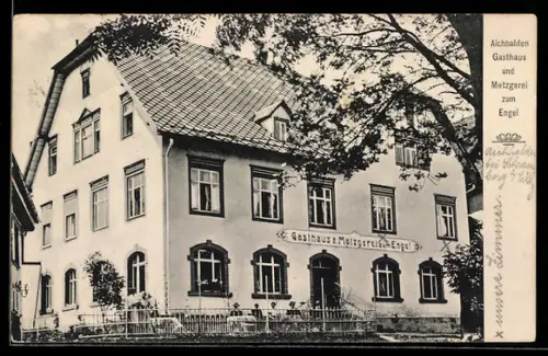 AK Aichhalden, Gasthaus und Metzgerei zum Engel mit Gartenterrasse