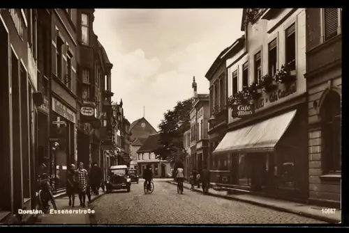AK Dorsten, Partie in der Essenerstrasse mit Café Maus