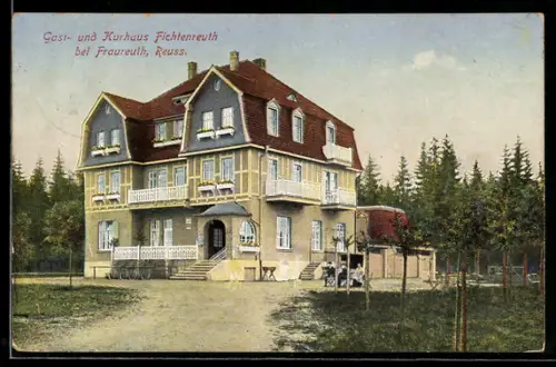 AK Fraureuth, Blick auf Gast- u. Kurhaus, Inh. M. Becher