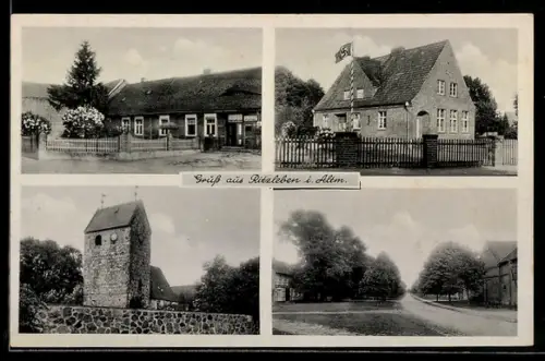 AK Ritzleben, Haus mit flagge, Kirche, Strassenpartie