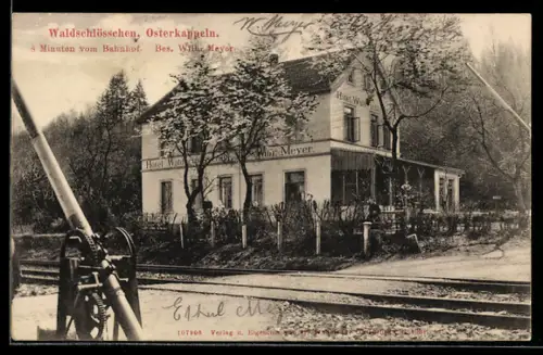 AK Osterkappeln, Hotel Waldschlösschen, Bes. Wilh. Meyer, Aussenansicht