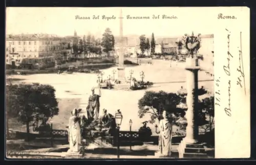 AK Roma, Piazza del Popolo, Panorama dal Pincio