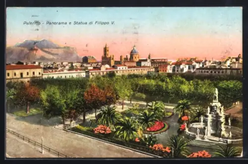 AK Palermo, Panorama e Statua di Filippo V.