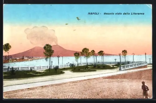 AK Napoli, Vesuvio visto dalla Litoranea, Blick zum Vulkan Vesuv