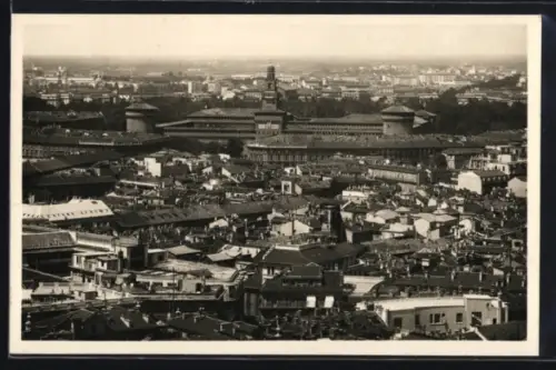 AK Milano, Panorama del Castello Sforzesco dal Duomo