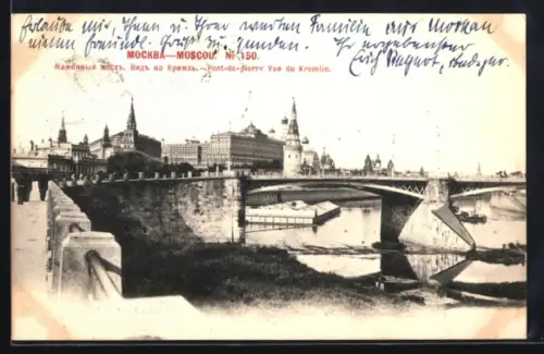 AK Moscou, Pont-de-pierre Vue du Kremlin