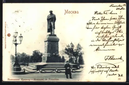 AK Moskau, Monument de Pouschkin