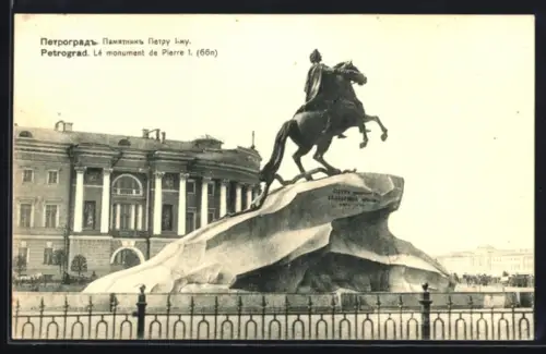 AK Petrograd, Lé monument de Pierre I