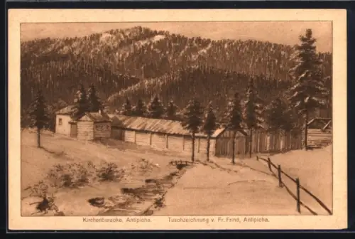 AK Antipicha, Kirchenbaracke am Wald