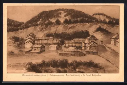 AK Antipicha, Dorfansicht von Osten gesehen