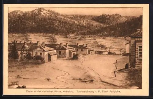 AK Antipicha, Partie an der russischen Kirche