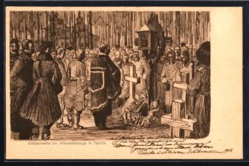 AK Tschita, Gräberweihe am Allerseelentage