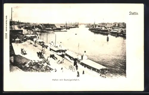 AK Stettin, Hafen mit Dunzigeinfahrt