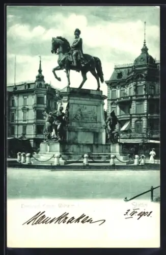 AK Stettin, Denkmal Kaiser Wilhelm I., Reiterstandbild