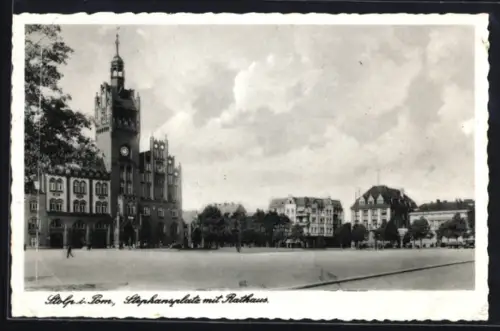 AK Stolp i. Pom, Stephansplatz mit Rathaus