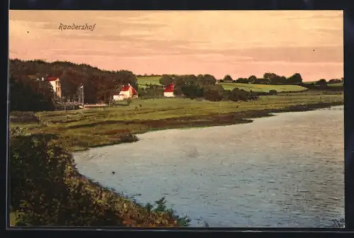 AK Randershof, Ortsansicht vom See aus