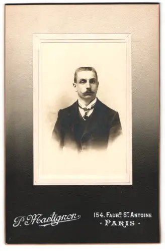 Fotografie P. Martignon, Paris, 154 Faub. St. Antoine, Porträt eines Mannes